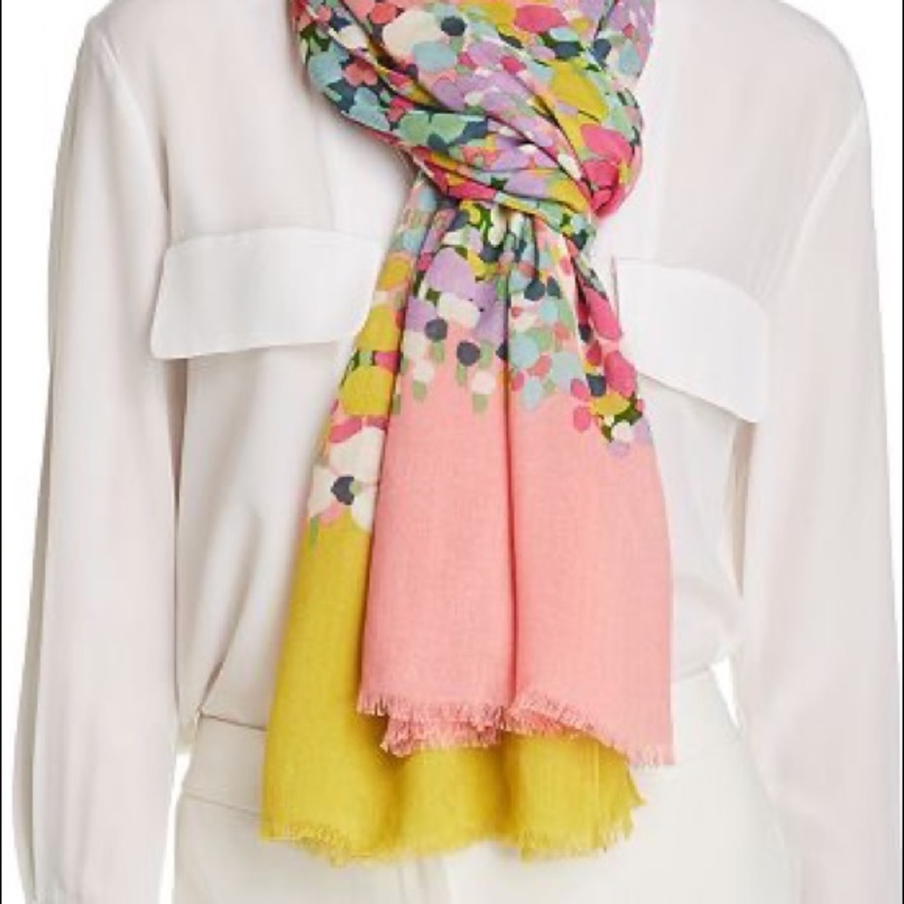 NWT Kate Spade Floral Dots Oblong Scarf - Picture 2 of 11